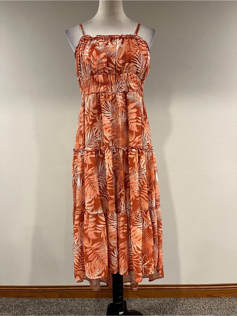 No Boundaries rust Orange Tropical Print Sundress size large
